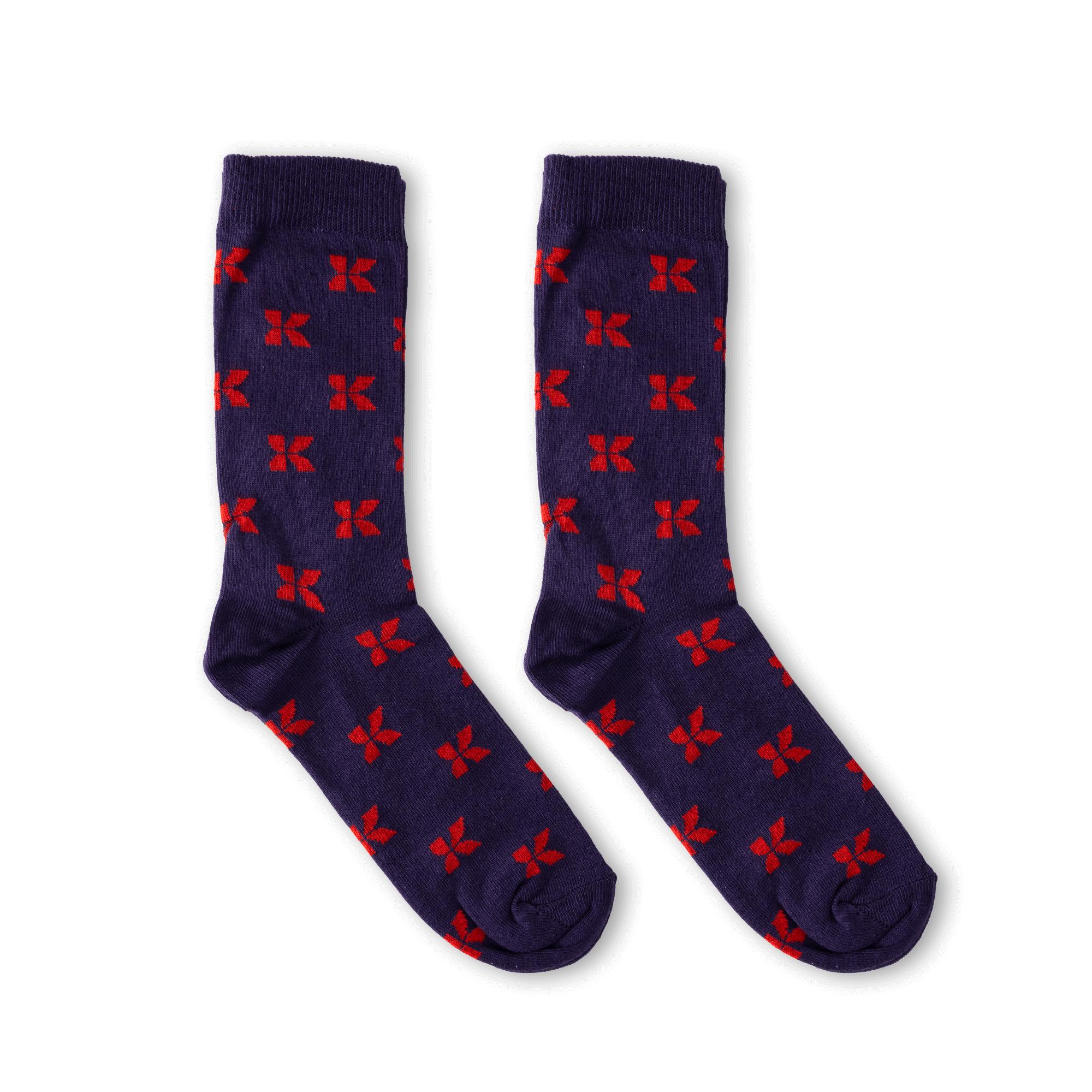 purple socks branded with kalmar logo