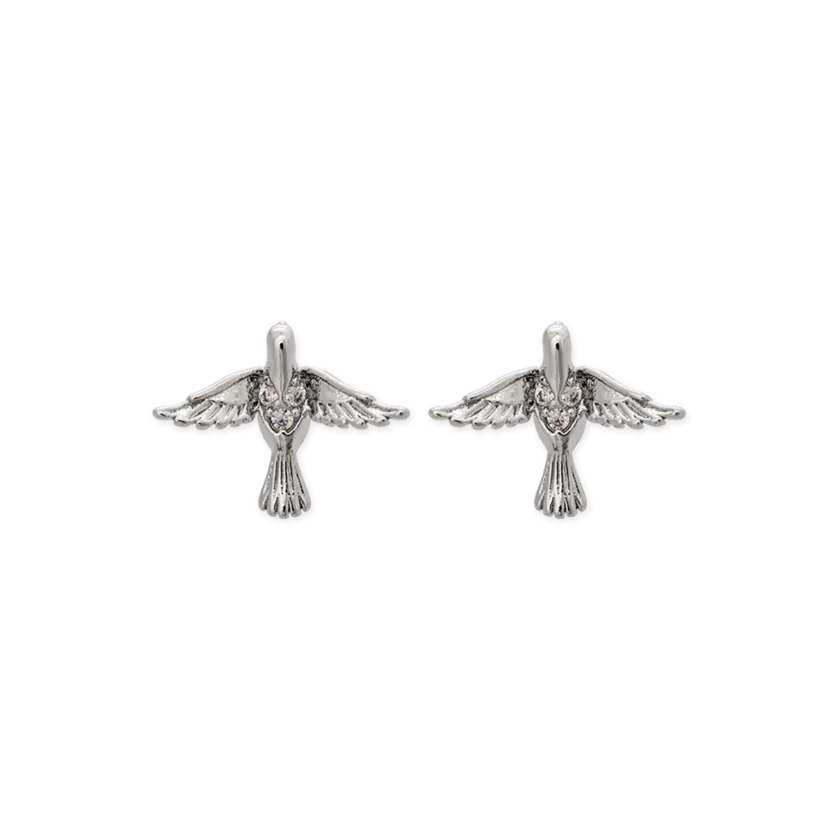 bird earrings in silver