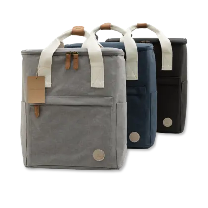 Cooler bag in navy, grey and black colors 