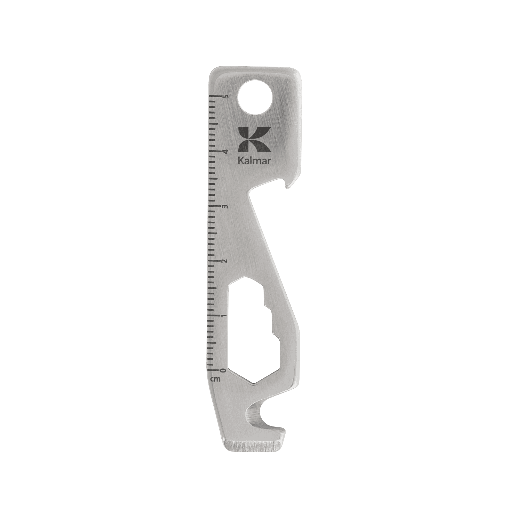 small metal multitool with engraved Kalmar logo